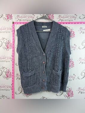 Clover vest button up cardigan knit Cable-Knit Button Front Sweater Vest